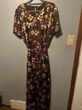 Baltic Born Brown Floral Maxi Dress with Tie Waist